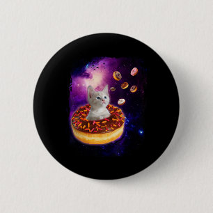 Cute Cat Inside Doughnut In Space Boys Girl - Kitt 2 Inch Round Button