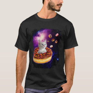 Cute Cat Inside Doughnut in Space Boys Girl Kitty T-Shirt