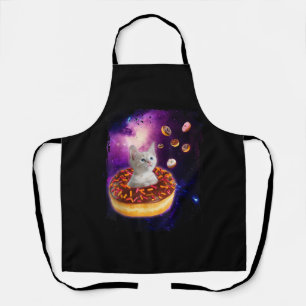 Cute Cat Inside Doughnut In Space Kitty Lovers Apron