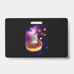 Cute Cat Inside Doughnut In Space Kitty Lovers Badge