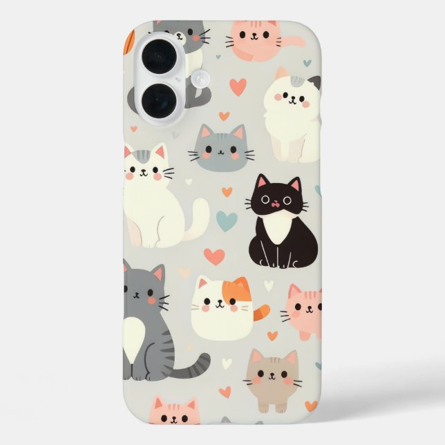 Cute Cat iPhone 16 Plus Coque (Verso)