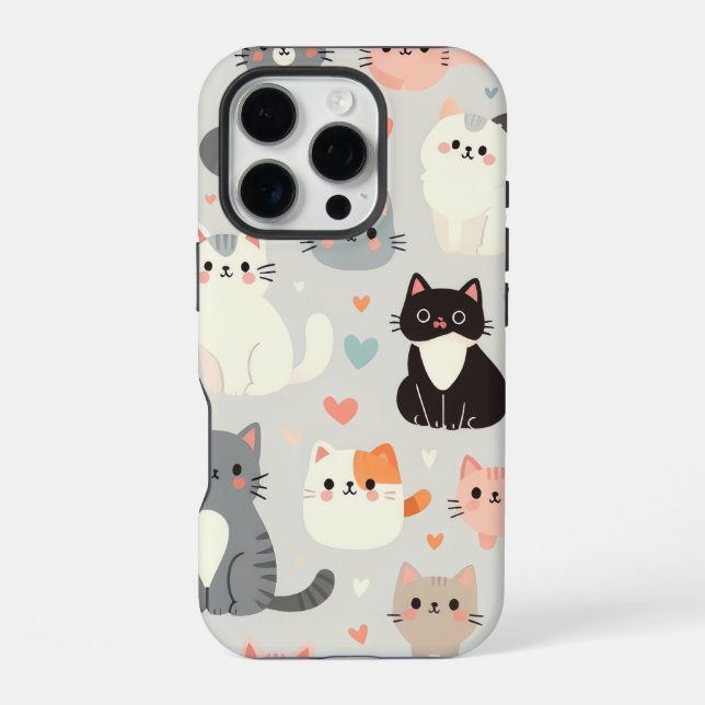 Cute Cat iPhone 16 Pro Case (Back)