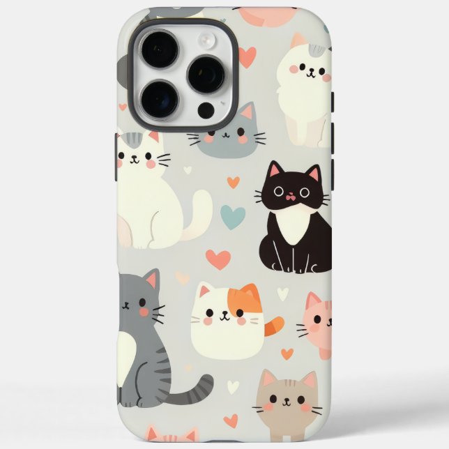 Cute Cat iPhone 16 Pro Max Coque (Verso)