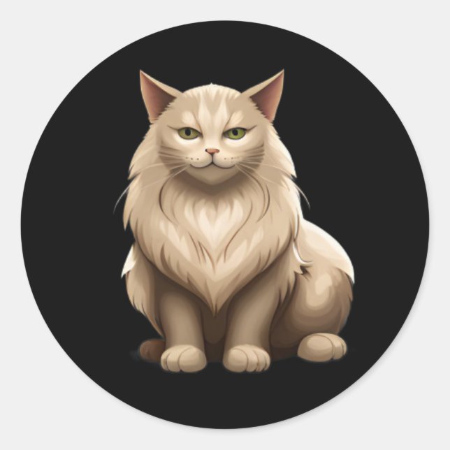 Cute cat kawaii kittens, pets, animals on black classic round sticker (Front)