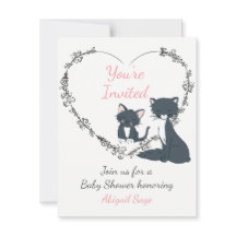 Cute Cat, Kitten and Flower Heart Baby Shower
