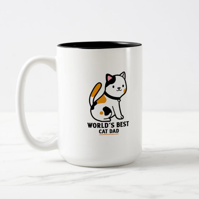 Cute cat kitten best dad Two-Tone coffee mug (Left)