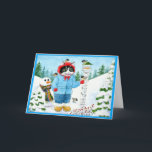 Cute Cat Kitten Bird Feeder  greeting card<br><div class="desc">You can change or add your own message to this card if you'd like.  The image is available on other products in my Zazzle store.</div>