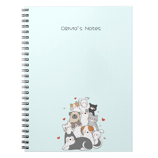 Cute Cat Kitten colourful gradient Personalized  Notebook (Front)