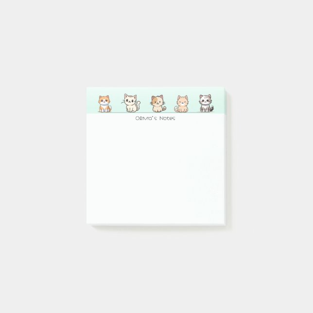 Cute Cat Kitten colourful gradient Personalized  Post-it Notes (Front)