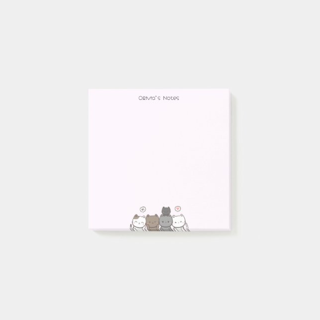 Cute Cat Kitten colourful gradient Personalized  Post-it Notes (Front)