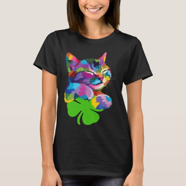 Cute Cat  kitten  Colourful St Patricks Day kids T-Shirt