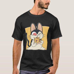 Cute Cat Kitten Eating Pizza Cats Kids Girls T-Shirt