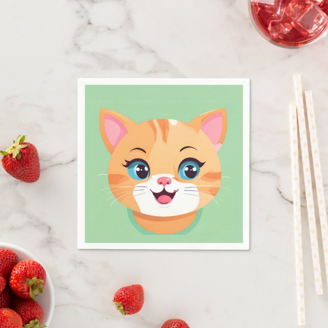 Cute cat kitten Face pet animals Birthday Party  Napkin (Insitu)