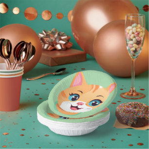 Cute cat kitten Face pet animals Birthday Party  Paper Plate