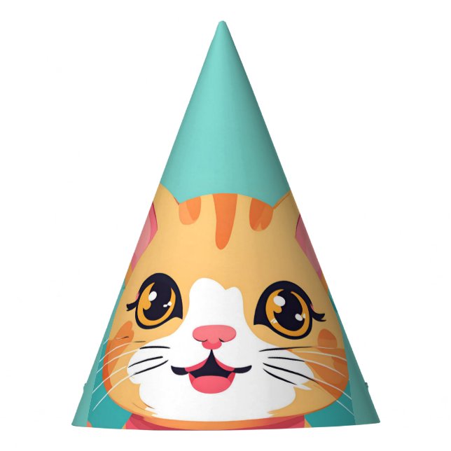 Cute cat kitten pet animals Birthday Party  Hat (Front)