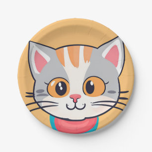 Cute cat Kitten pet animals Birthday Party kids Paper Plate