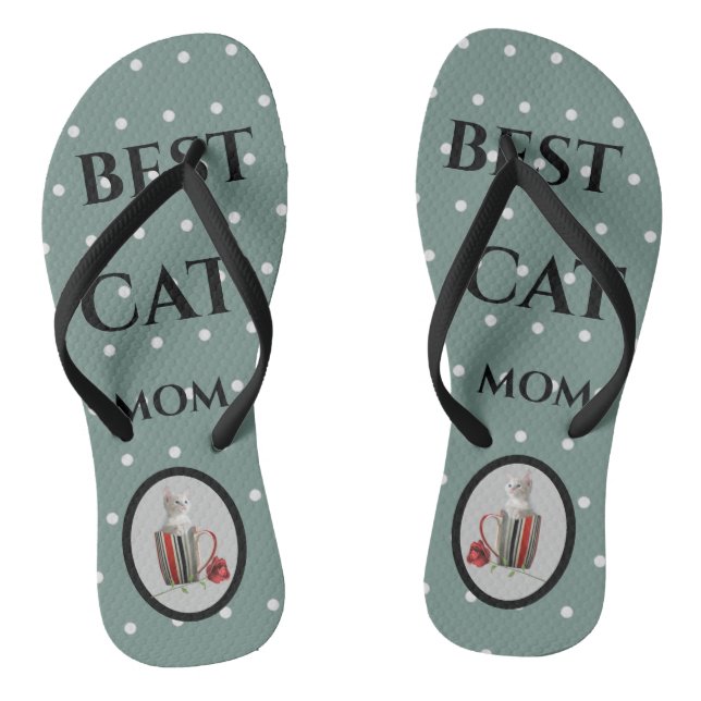 Cute Cat Kitten Pet Lovers Gift  Flip Flops (Footbed)