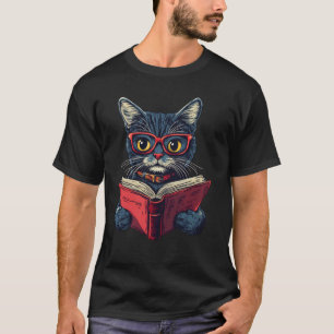 Cute Cat Kitten Reading Book T-Shirt
