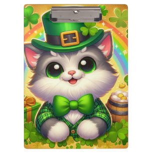 Cute cat/kitten Saint Patrick's Day Clipboard