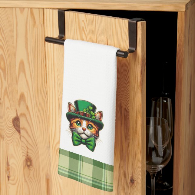 Cute cat/kitten Saint Patrick's Day  Kitchen Towel (Thirds Fold)