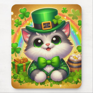 Cute cat/kitten Saint Patrick's Day Mouse Pad