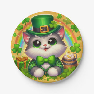 Cute cat/kitten Saint Patrick's Day Paper Plate