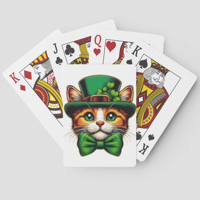 Cute cat/kitten Saint Patrick's Day  Playing Cards (Back)