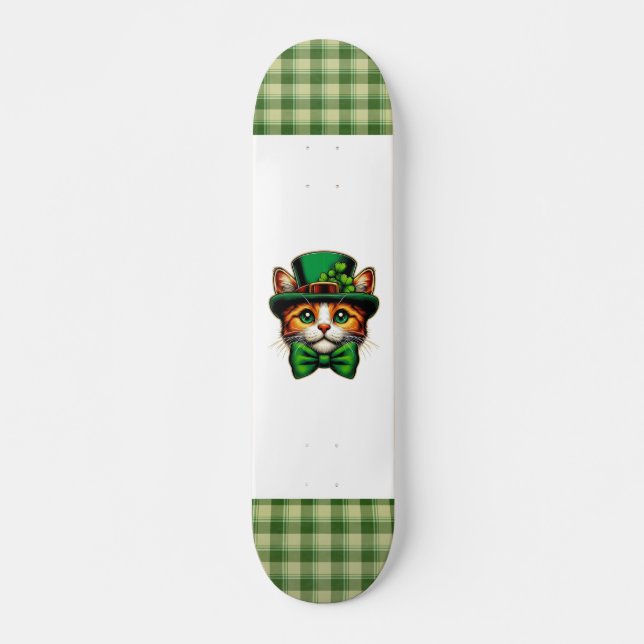 Cute cat/kitten Saint Patrick's Day  Skateboard (Front)