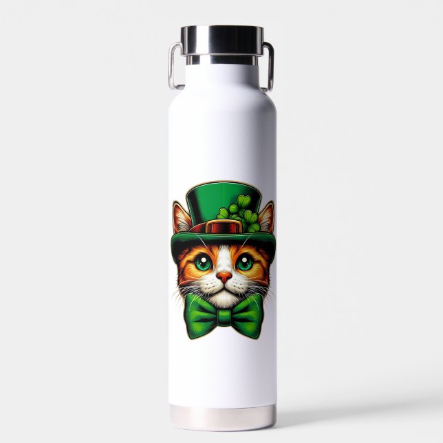 Cute cat/kitten Saint Patrick's Day  Water Bottle (Front)