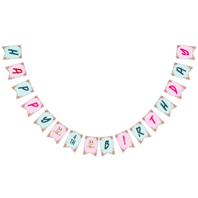 Cute Cat Kitten Themed Kid's Birthday Party Bunting Flags (All)