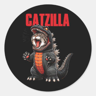 Cute Cat Kitty Catzilla For Cat Moms Cat Dads Pet Classic Round Sticker
