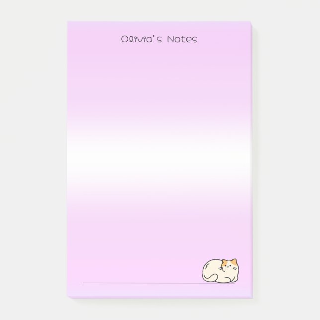 Cute cat kitty colourful gradient Personalized nam Post-it Notes (Front)