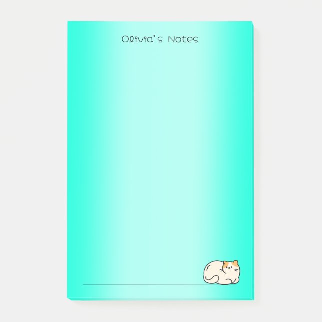 Cute cat kitty colourful gradient Personalized nam Post-it Notes (Front)