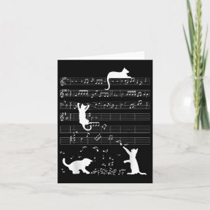 Cute Cat Kitty Playing Music Clef Piano Musician A Card