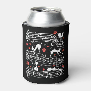 Cute Cat Kitty Playing Music Clef Piano Musician Can Cooler