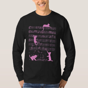 Cute Cat Kitty Playing Music Note Clef Musician 1 T-Shirt