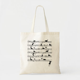 Cute Cat Kitty Playing Music Note Clef Musician Ar Tote Bag