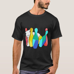 Cute Cat Knocking Over Bowling Pins Kitty T-Shirt
