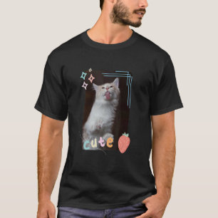 Cute Cat Licking a Window Kitten Pets and Animal T-Shirt