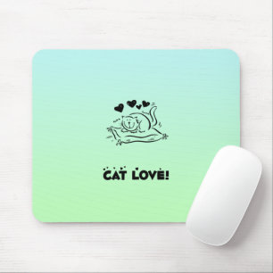 Cute Cat, Little Cat, Kitty, Kitten, Hearts Mouse Pad