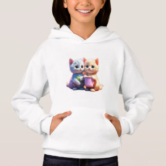 Cute Cat logo kids Pullover hoodie ।। Kitten logo