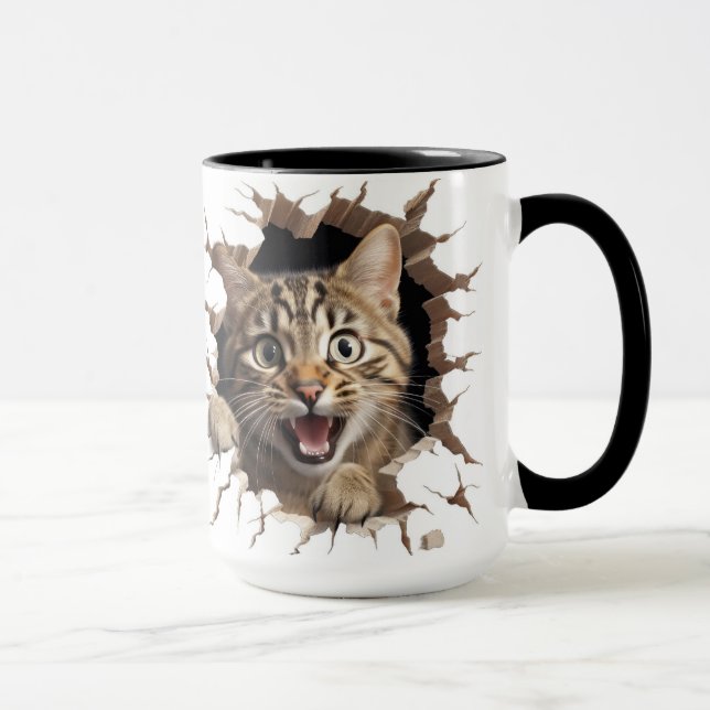 cute cat looking out from a wall mug (Right)