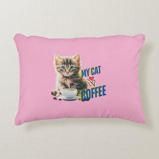 Cute cat love coffee accent pillow