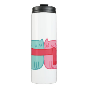 Cute Cat Love Couple Thermal Tumbler