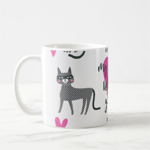 Cute cat: love lettering illustration. coffee mug