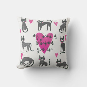 Cute cat: love lettering illustration. throw pillow