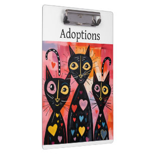 Cute Cat Love Red Hearts Clipboard 