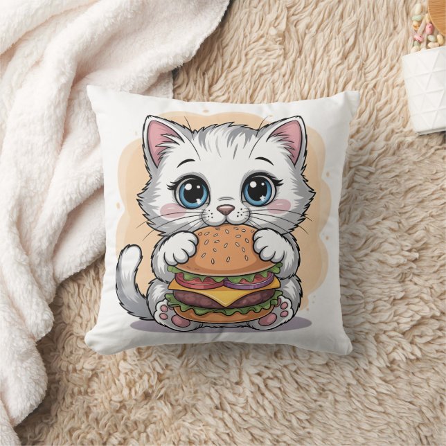 Cute Cat Lover | Cozy Cat Decorative Throw Pillow (Blanket)