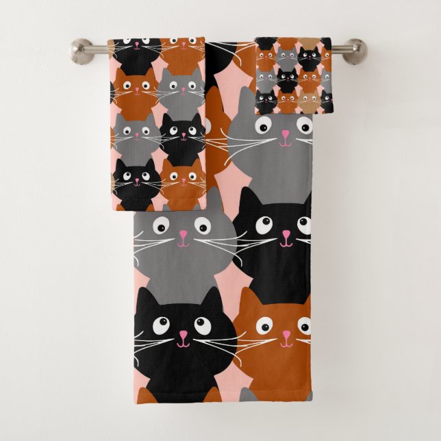 Cute Cat Lover Feline Kittens Bath Towel Set (Insitu)