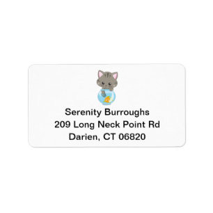 Cute Cat Lover Grey Tabby Tiger Kitten Kitty Mom Label
